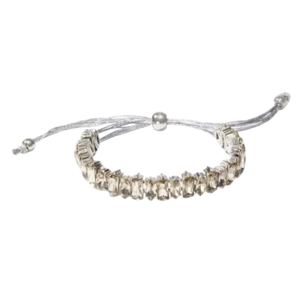 NWT LOFT Crystal Slider Silver-Tone Finish Bracelet